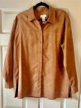 Liz Claiborne Faux Suede Shirt Jacket in Camel